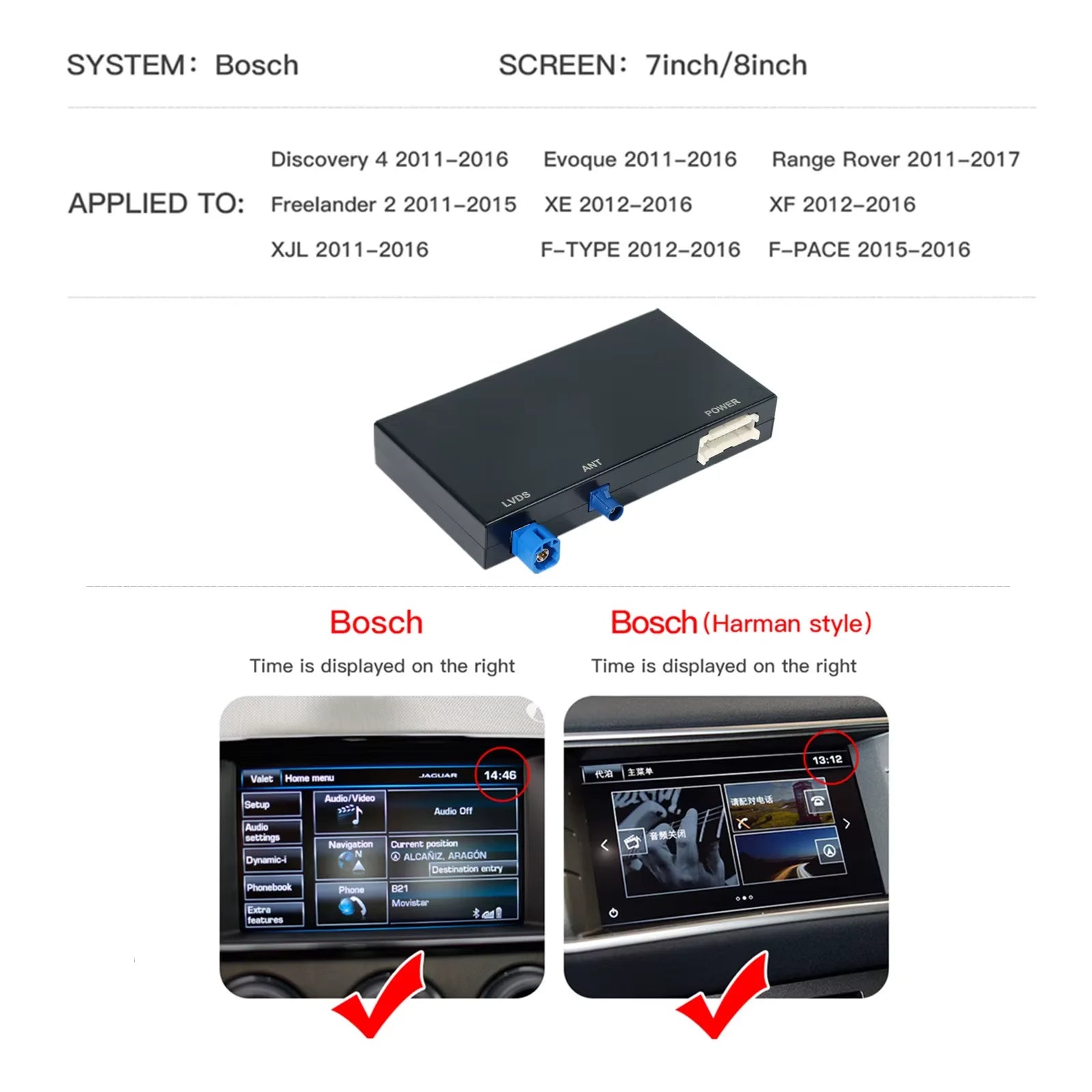 CARABC Wireless carplay Android Auto Fits For Land Rover Jaguar Bosch Discovery4 Evoque Freelander2 XF XJL XE  Mirroring Decorde