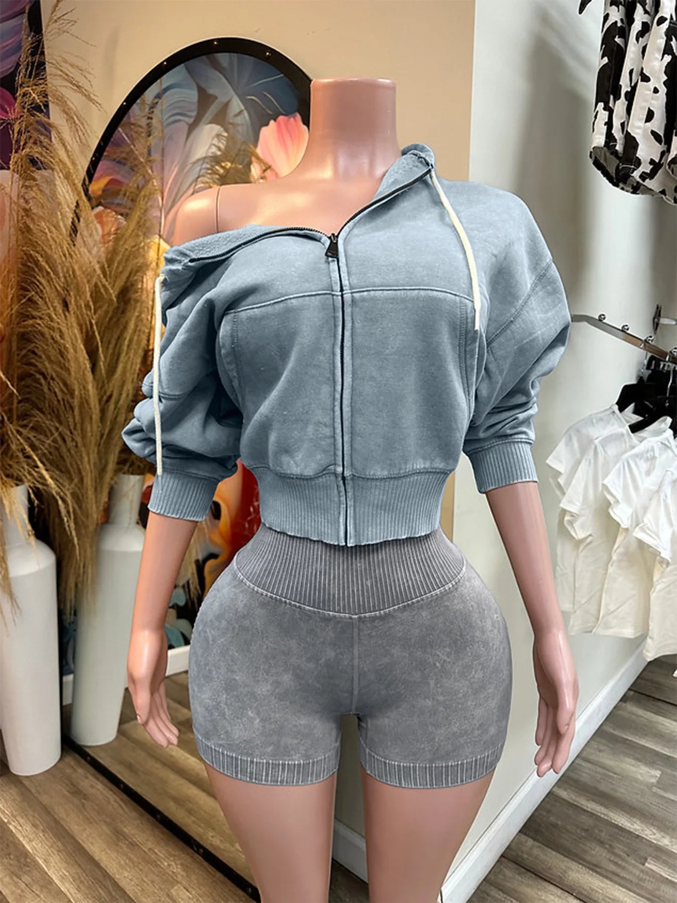 Lady Thick Hooded Sports Shorts Outfits Sexy Women Two Pieces Gym Tracksuit  Set Elegant Club Matching Set