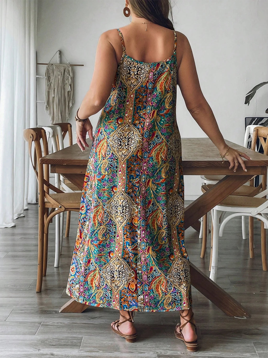 Women’s Plus Size Floral Paisley Maxi Dress – Boho-Inspired Flowy Summer Gown, Lightweight Vacation Dress for Beach Days, Cruises & Casual Elegance