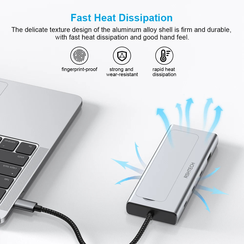 RSHTECH 5-in-1 USB-C Hub with M.2 NVMe/SATA SSD Enclosure