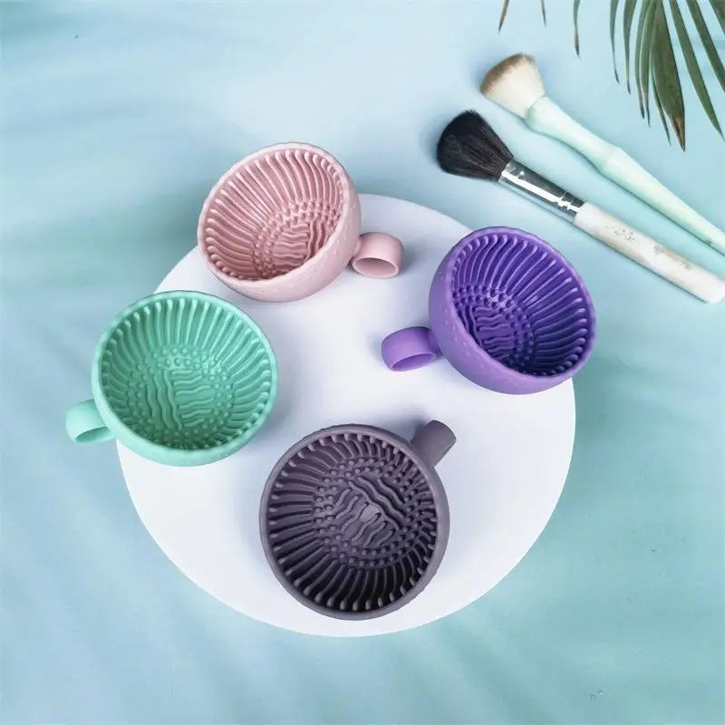 Makeup Brush Cleaner Soft Silicone Makeup Brush Bowl Folding Powder Puff Eyeshadow Brush Cleaning Pad Beauty Tools