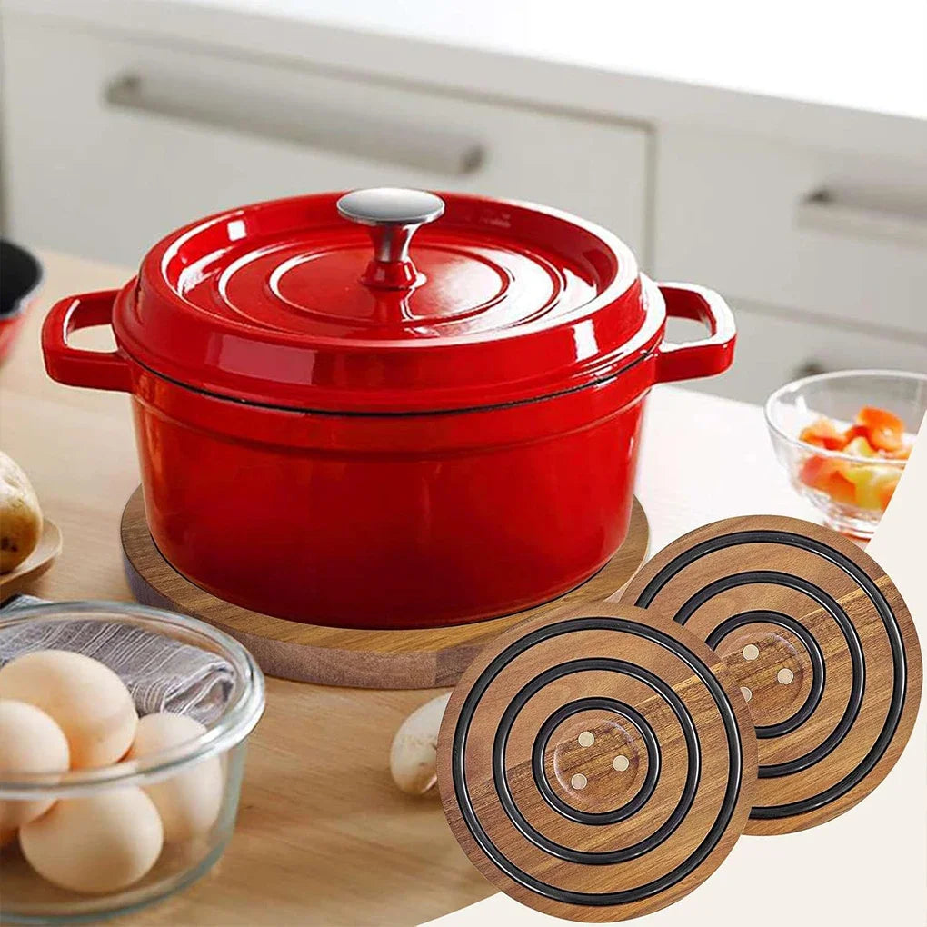 Round Wooden Magnetic Pot Holder