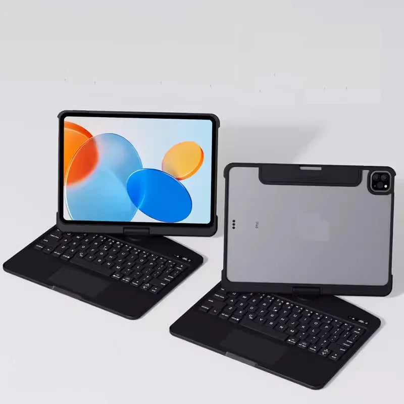 360° Rotating iPad Keyboard Case with Trackpad, Backlit Keys & Stylus Holder