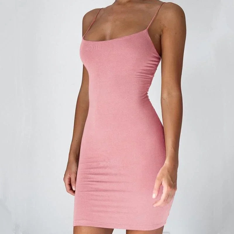 Women’s Black Bodycon Mini Dress – Sleek Spaghetti Strap Design, Figure-Hugging Fit, Perfect for Summer Parties, Date Nights & Clubwear