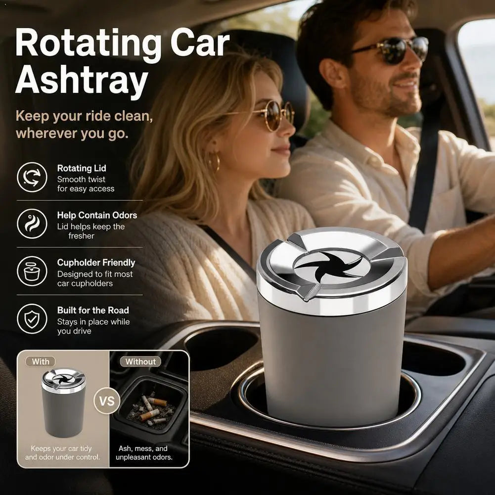 Car Ashtray Anti-fly Ash With Cover High-grade Sense Artifact For Automatic Men's Cars Car Interior Accessories Rotate The Cover