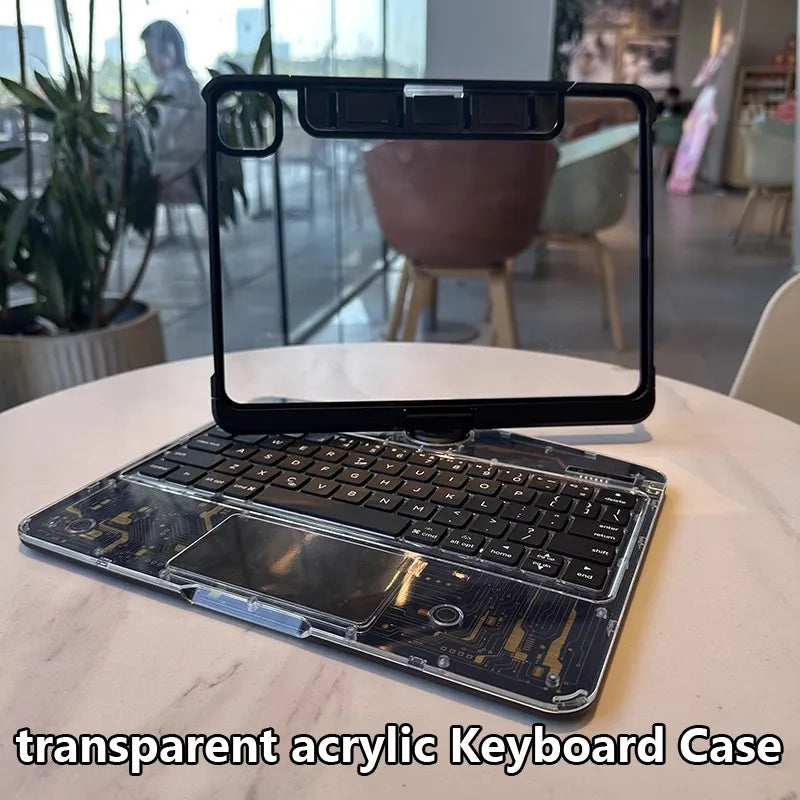360° Rotating iPad Keyboard Case with Trackpad, Backlit Keys & Stylus Holder