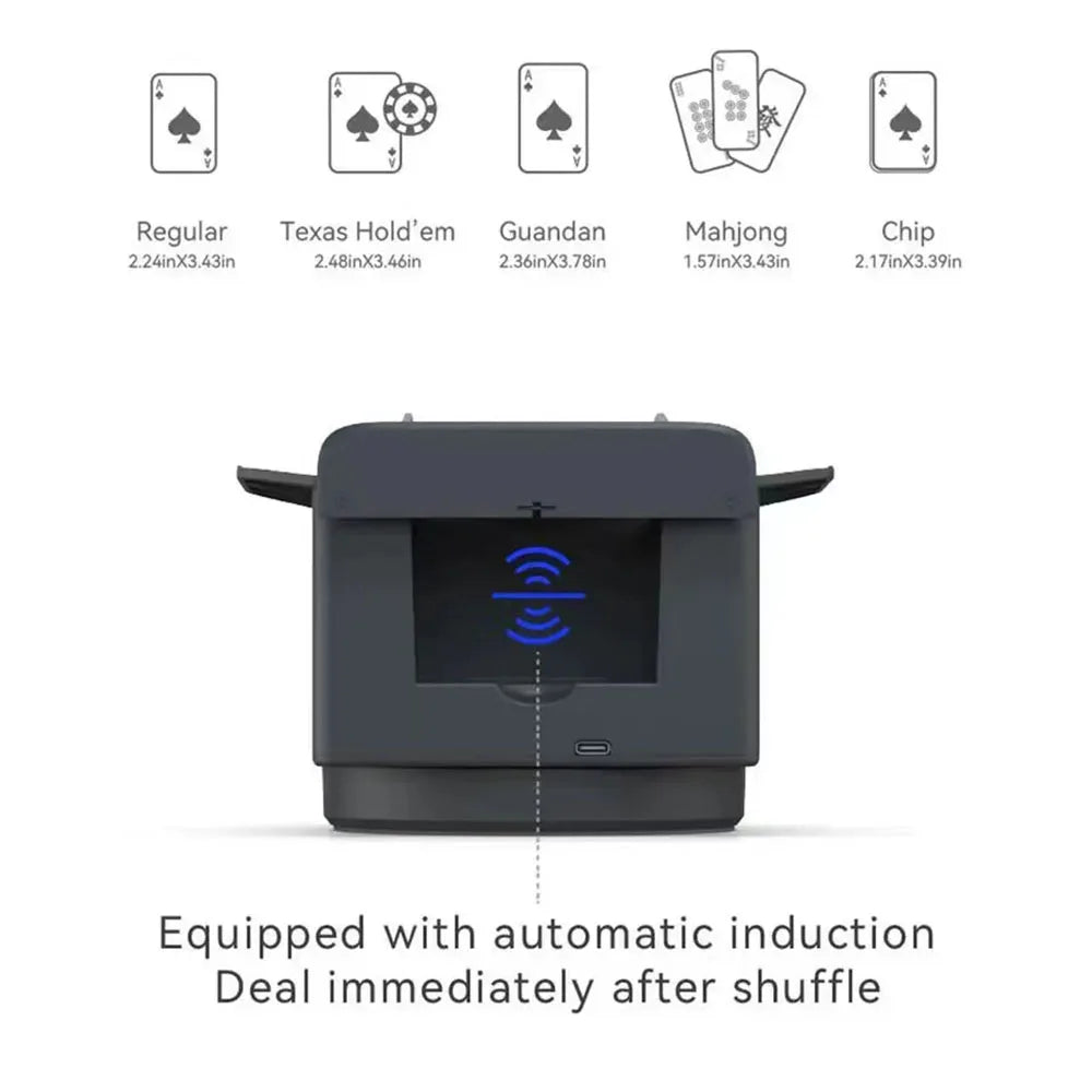 2-in-1 Rechargeable Automatic Card Shuffler & 360° Rotating Card Dealer