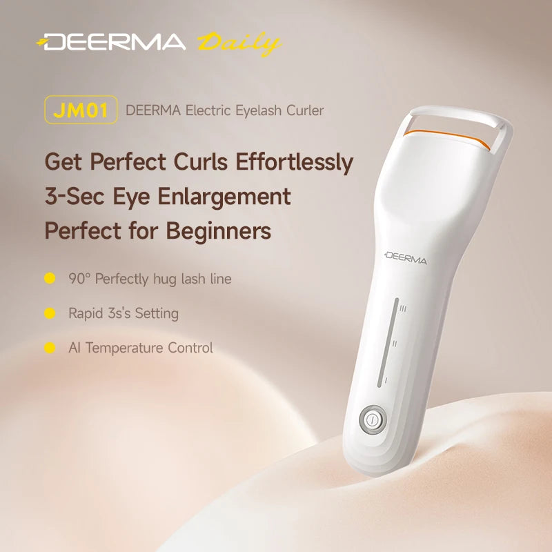Deerma JM01 Electric Heated Eyelash Curler,3 Temp Level Bionic Lash Curler,3s Quick Heat 12H Long Last Curl Anti-Scald Portable