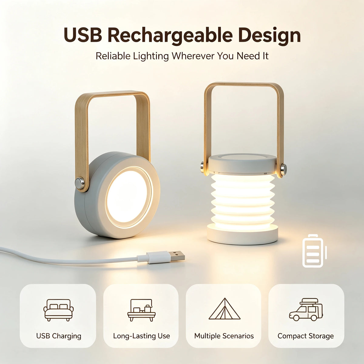 Portable Rechargeable LED Reading Lamp with Foldable Handle