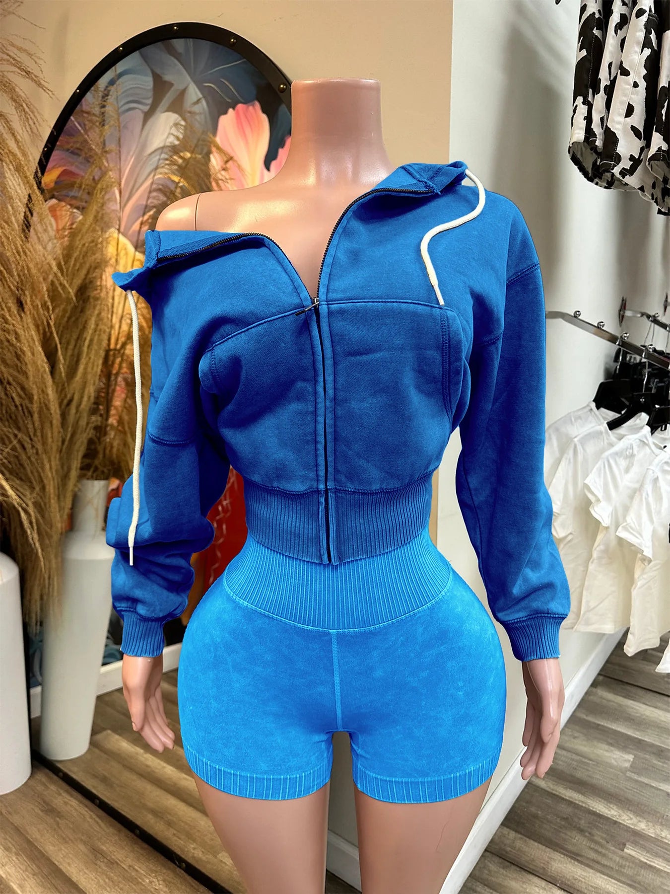 Lady Thick Hooded Sports Shorts Outfits Sexy Women Two Pieces Gym Tracksuit  Set Elegant Club Matching Set
