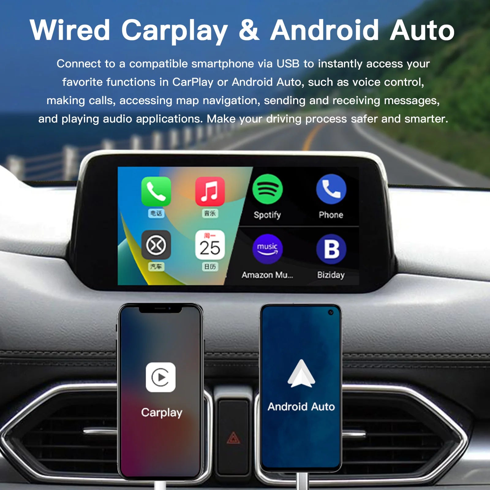 Type-C Wired Wireless CarPlay Android Auto USB Adapter for Mazda 2 3 6 CX3 CX5 CX8 CX9 MX5 Demio Miata TK78669U0C Retrofit  Kit