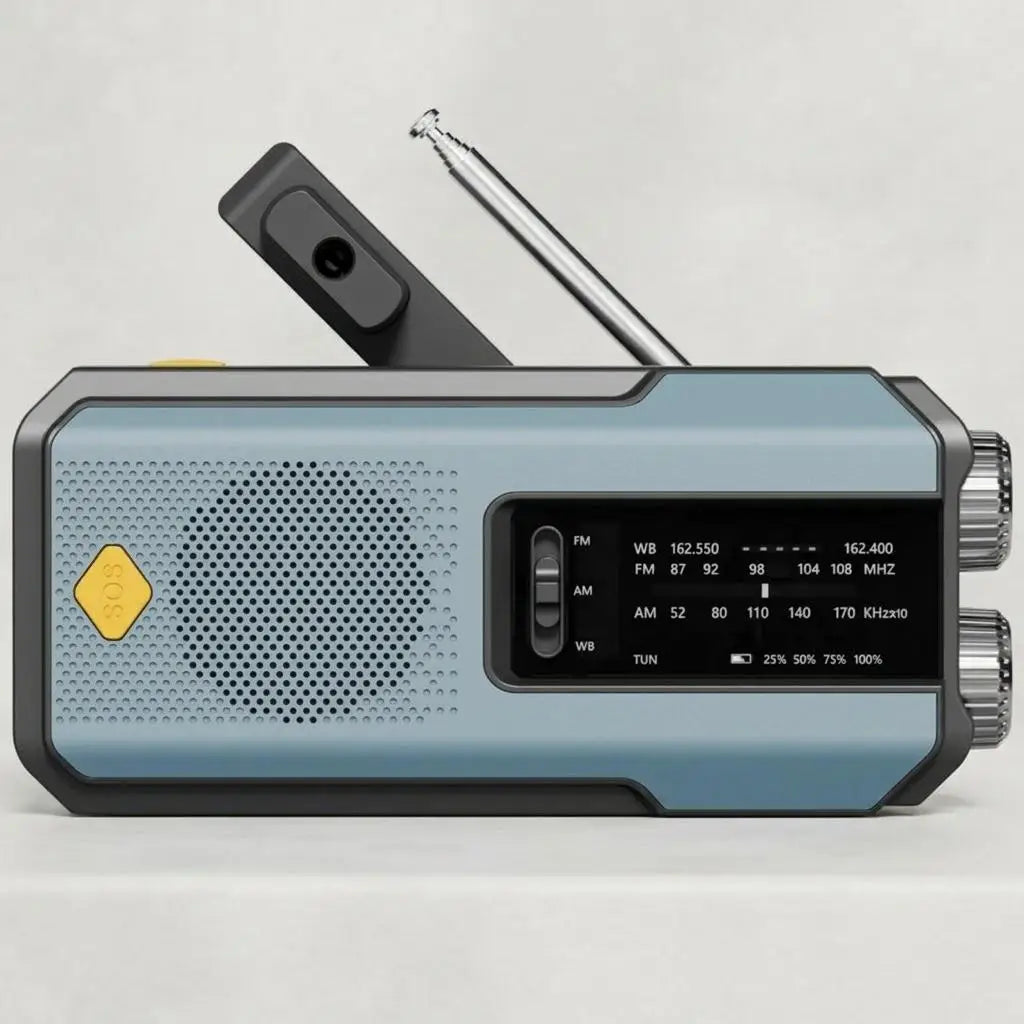 Emergency Solar Hand Crank Radio Global Receiver Portable AM FM NOAA Weather Radio 2000mAh Power Bank Phone Charger High Quality LED Flashlight Torch Reading Light SOS Alarm Survival Gear for Camping Outdoor Adventure