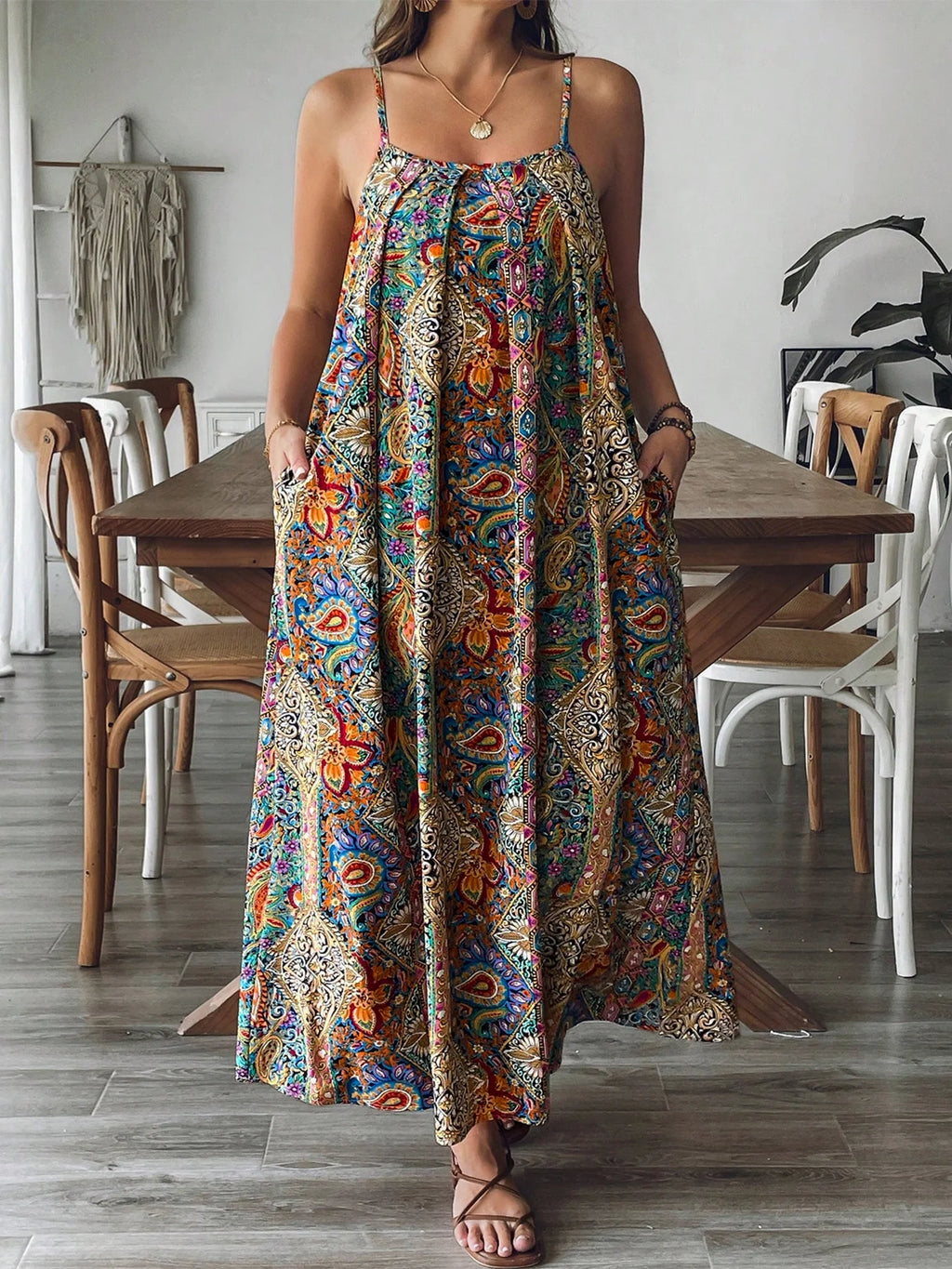 Women’s Plus Size Floral Paisley Maxi Dress – Boho-Inspired Flowy Summer Gown, Lightweight Vacation Dress for Beach Days, Cruises & Casual Elegance