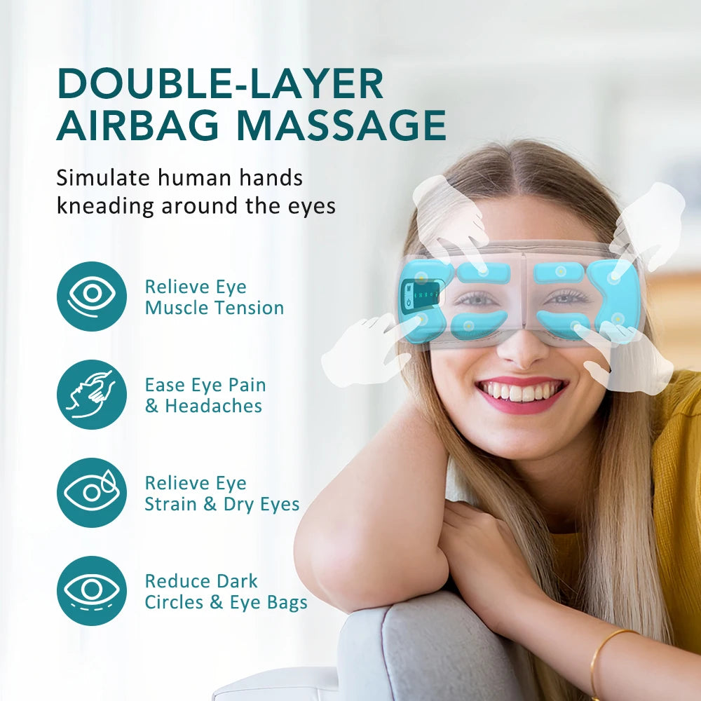 Air Pressure Eye Massage Instrument Wireless Music Eye Mask Vibration Heated Electric Eye Massager For Dry Eyes Strain Relief