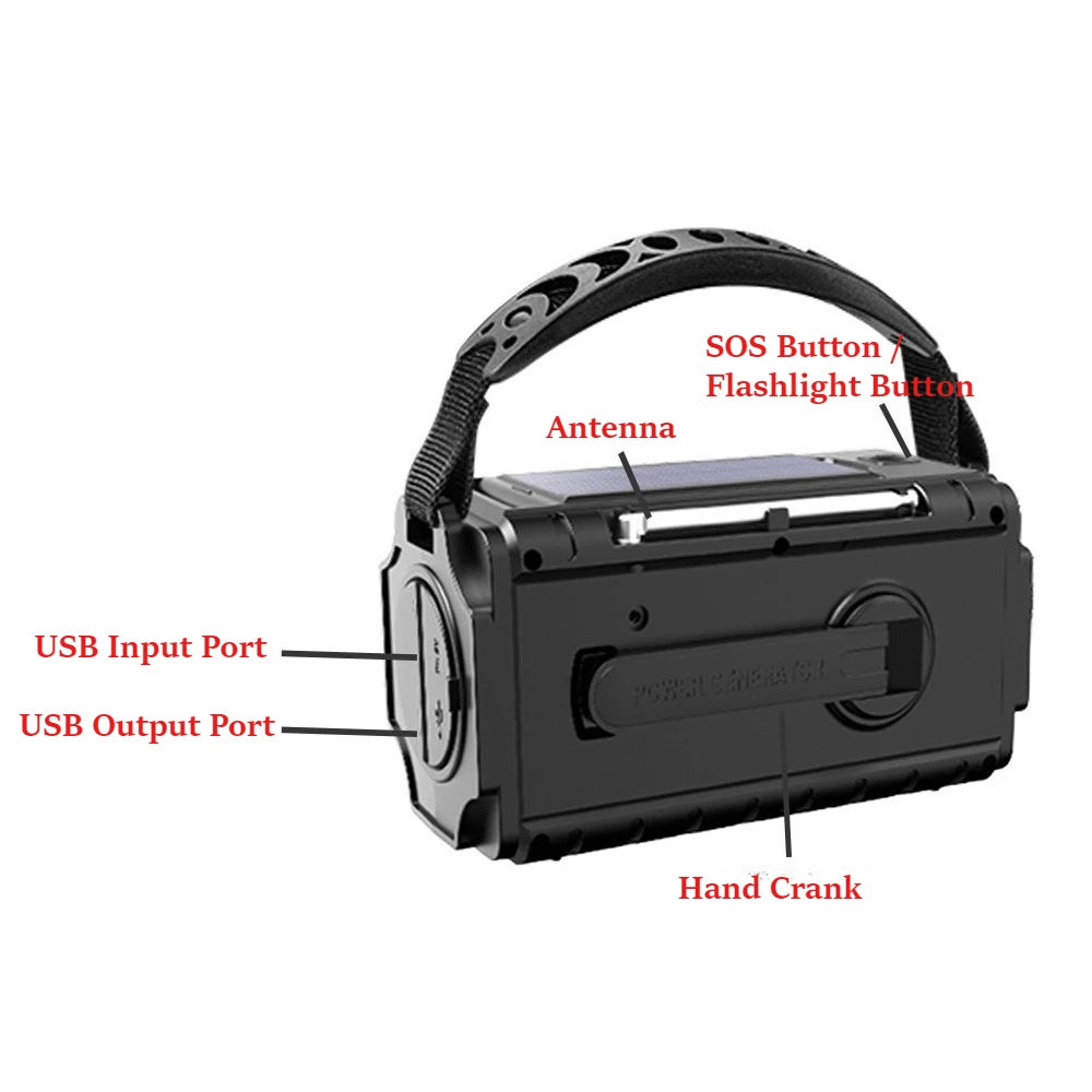 20000mAh Solar Hand Crank Emergency Radio with Flashlight, AM/FM/SW