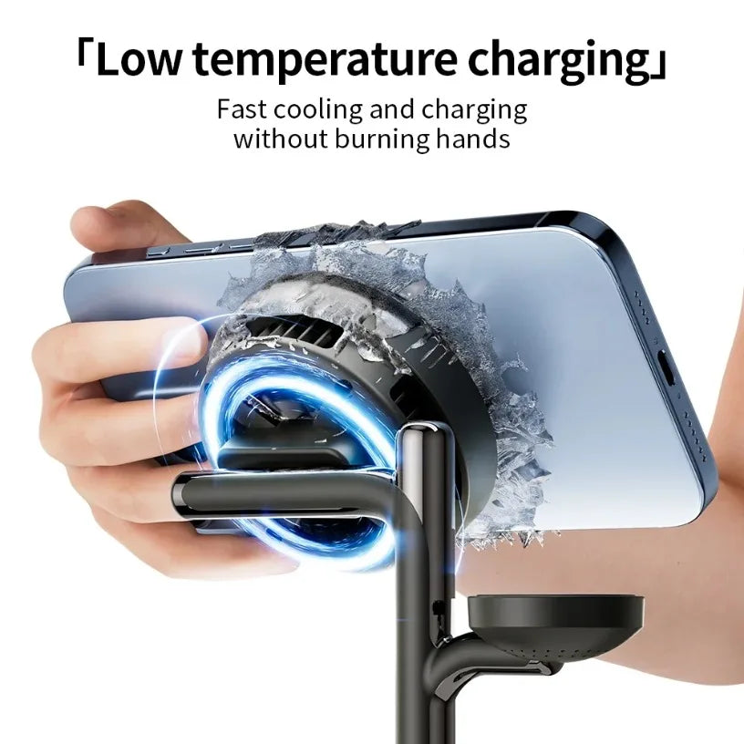Qi2 25W 5 in 1 Magnetic Wireless Charger Stand with Speaker 25W Fast Charging for Iphone 17 16 15 Pro Max, Airpods,iwatch