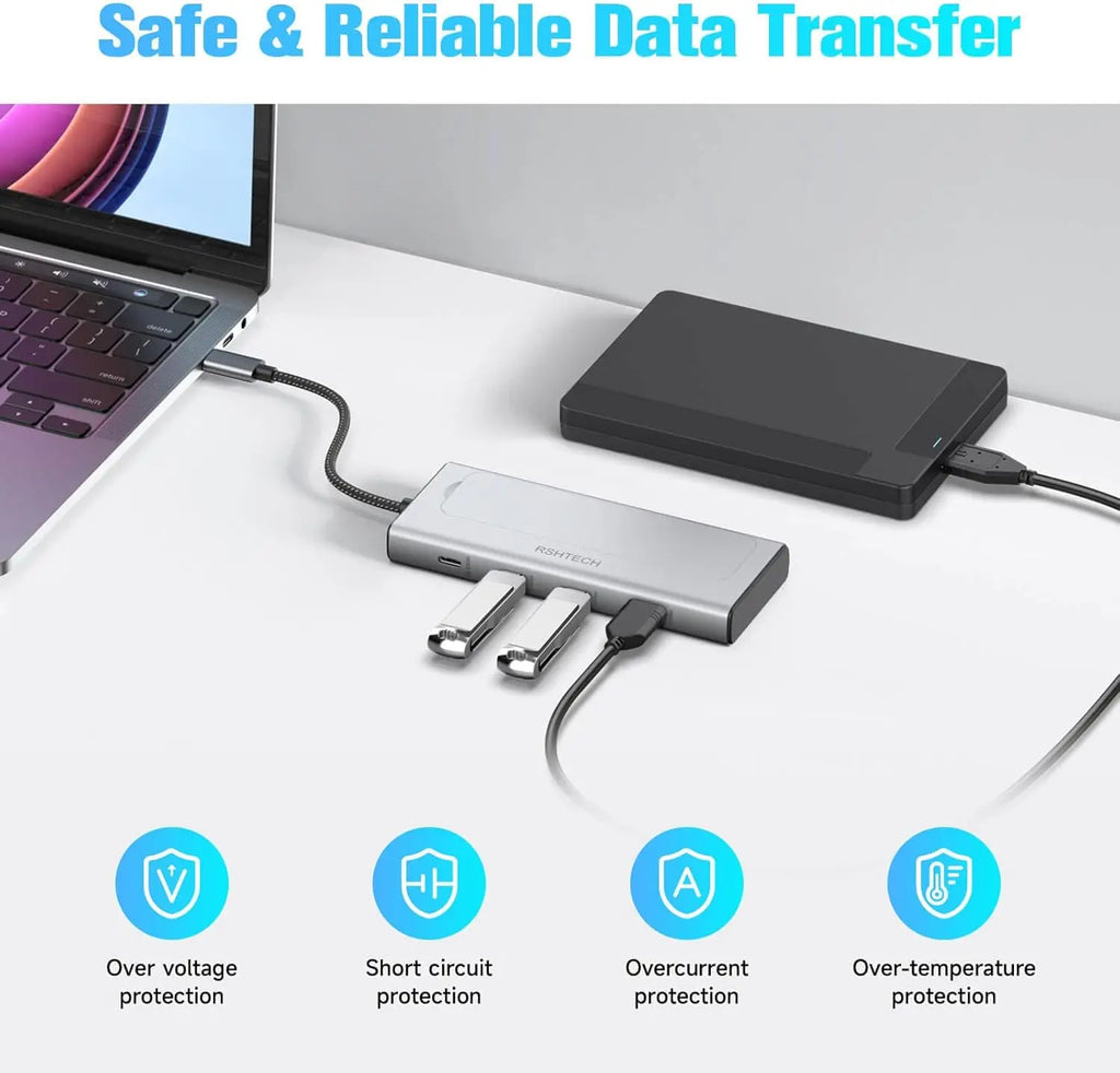 RSHTECH 5-in-1 USB-C Hub with M.2 NVMe/SATA SSD Enclosure