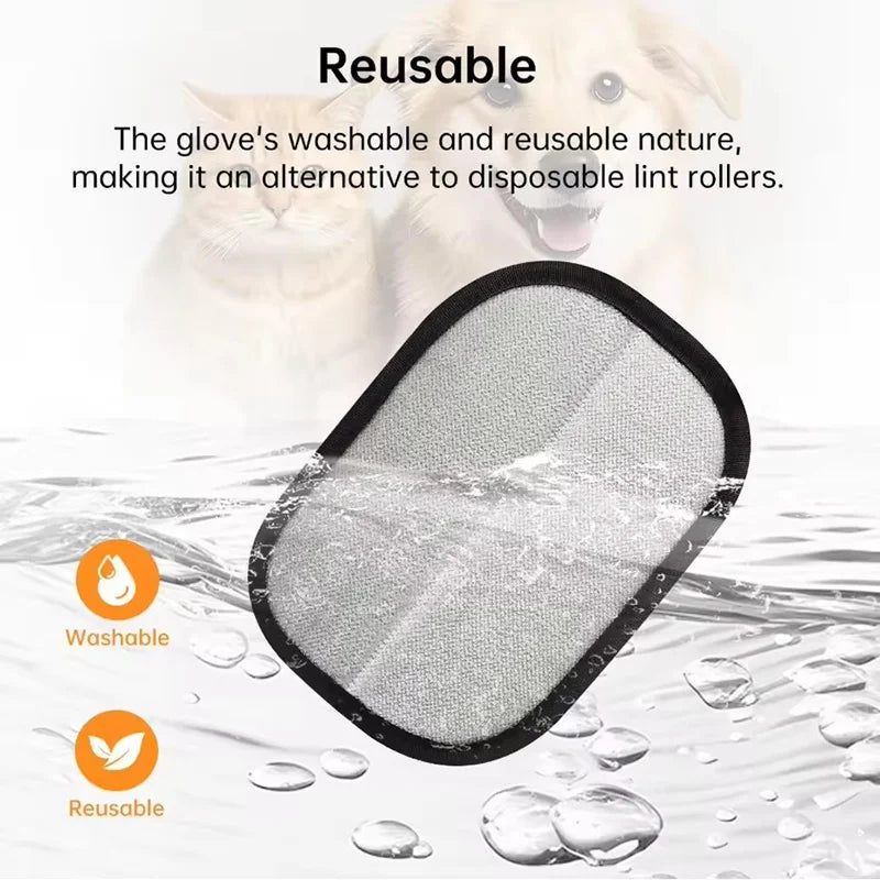 Double-Sided Reusable Pet Hair Remover Glove for Dogs & Cats