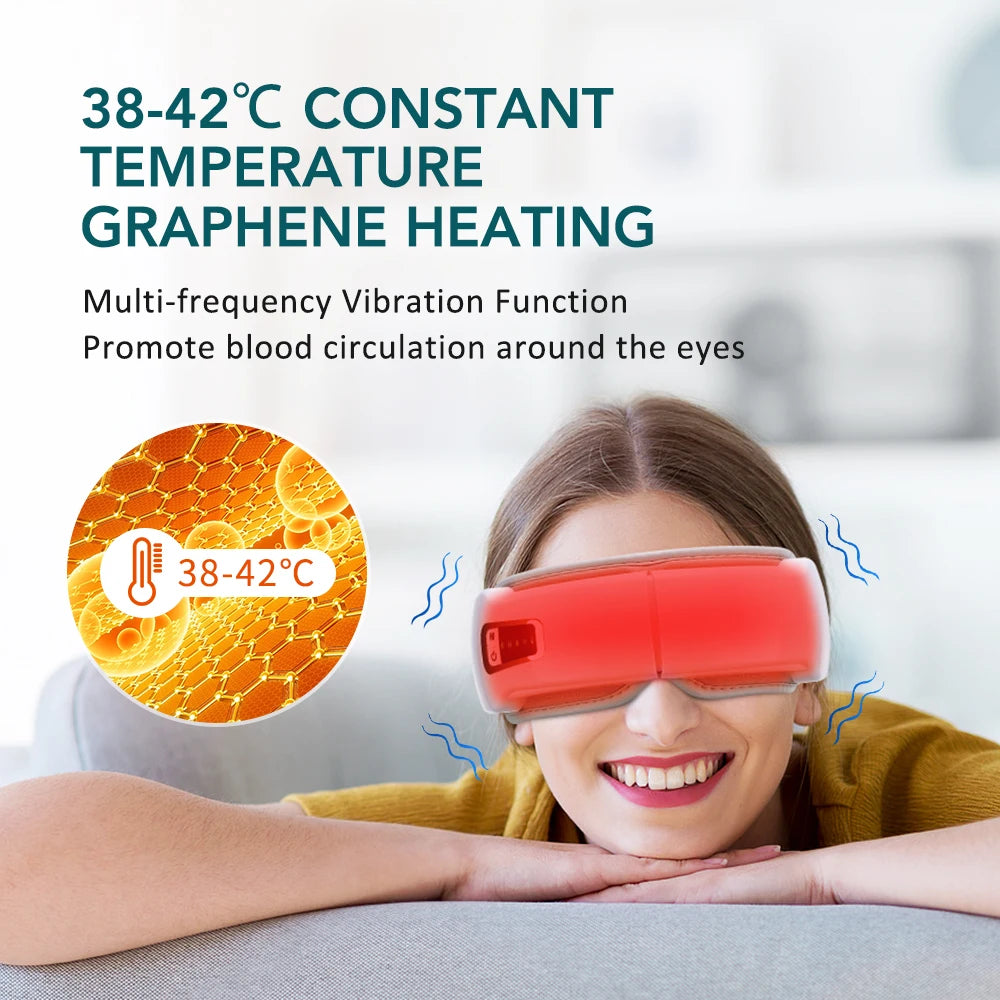 Air Pressure Eye Massage Instrument Wireless Music Eye Mask Vibration Heated Electric Eye Massager For Dry Eyes Strain Relief