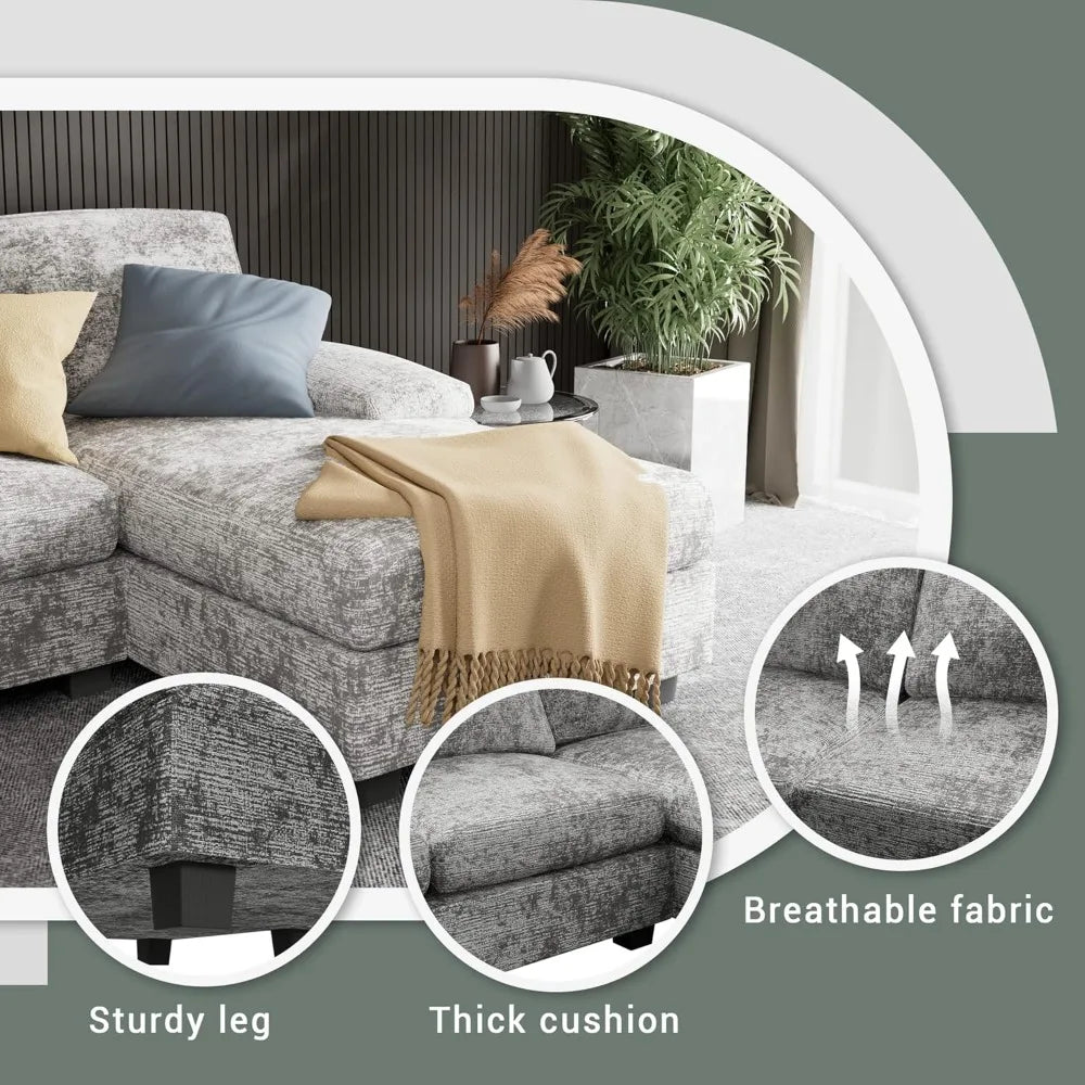 Modern 4-Seat Convertible Sectional Sofa