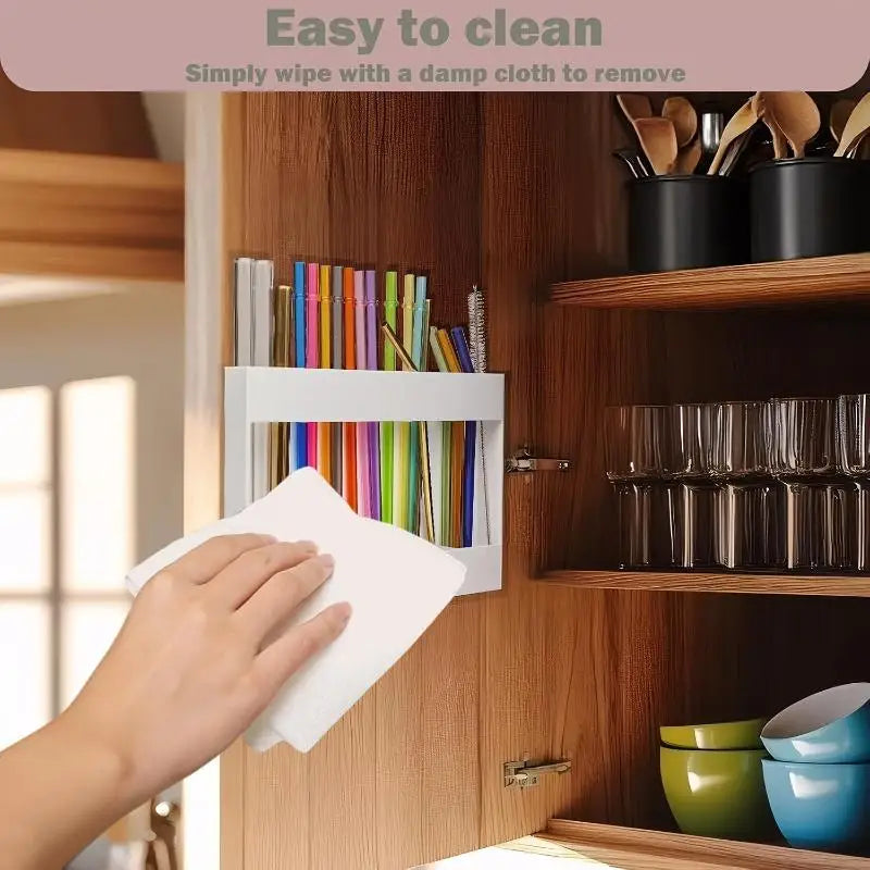1Pc Straw Holder Cabinet Straw Organizer