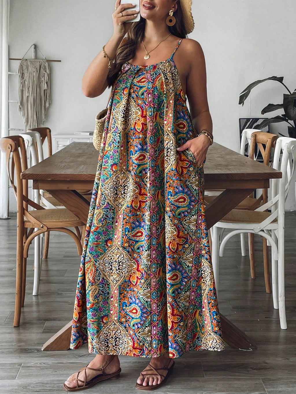Women’s Plus Size Floral Paisley Maxi Dress – Boho-Inspired Flowy Summer Gown, Lightweight Vacation Dress for Beach Days, Cruises & Casual Elegance