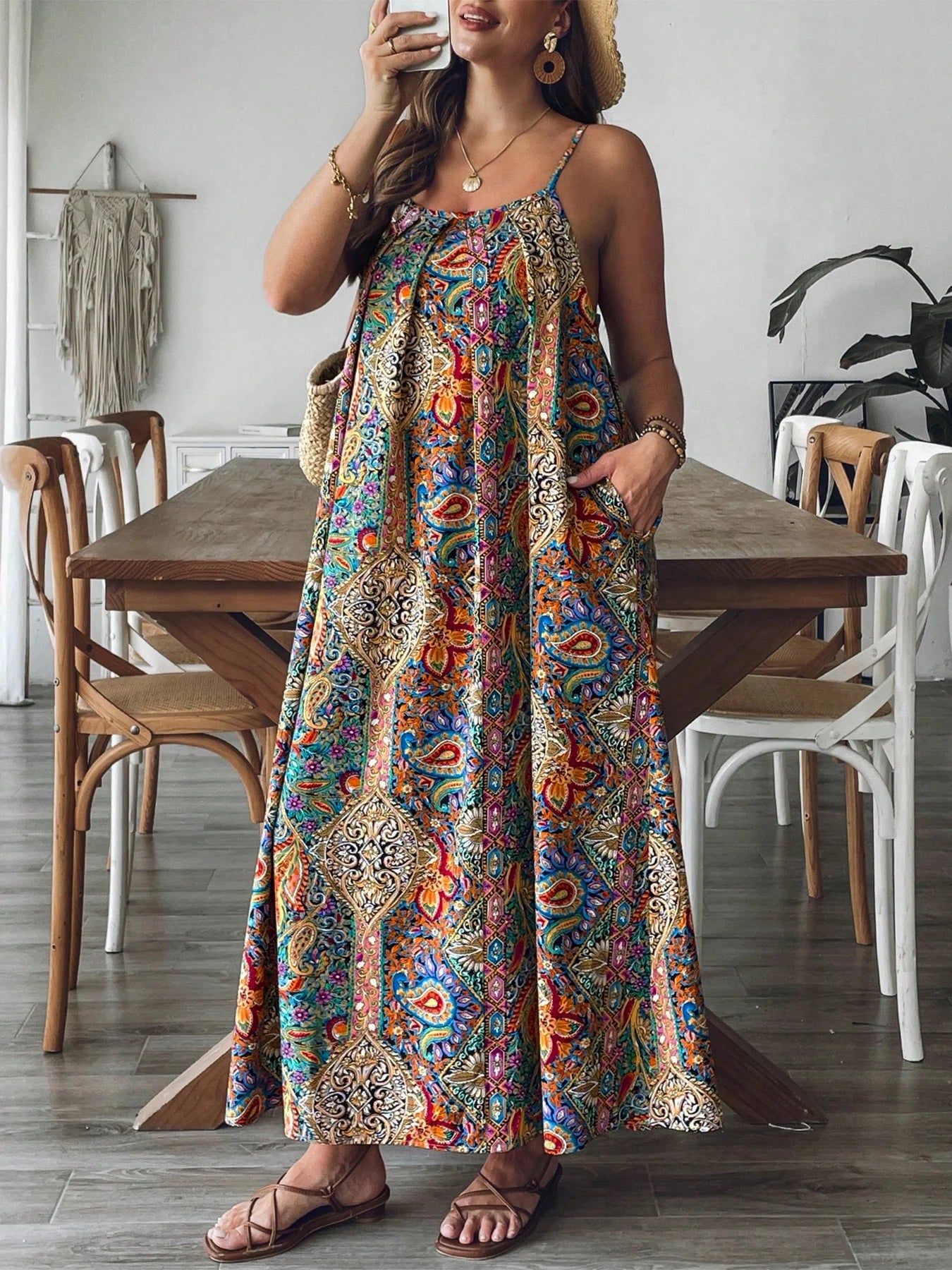 Women’s Plus Size Floral Paisley Maxi Dress – Boho-Inspired Flowy Summer Gown, Lightweight Vacation Dress for Beach Days, Cruises & Casual Elegance