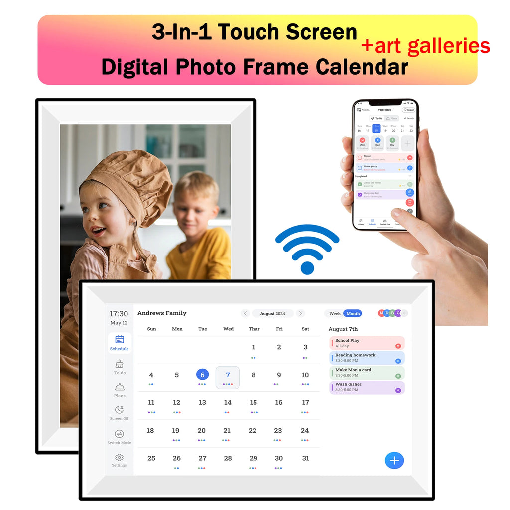 15.6 inch built in 32GB WiFi Large touch ips digital photo frame 1920*1080 WiFi Smart Frame Share Photos and Videos via frameo