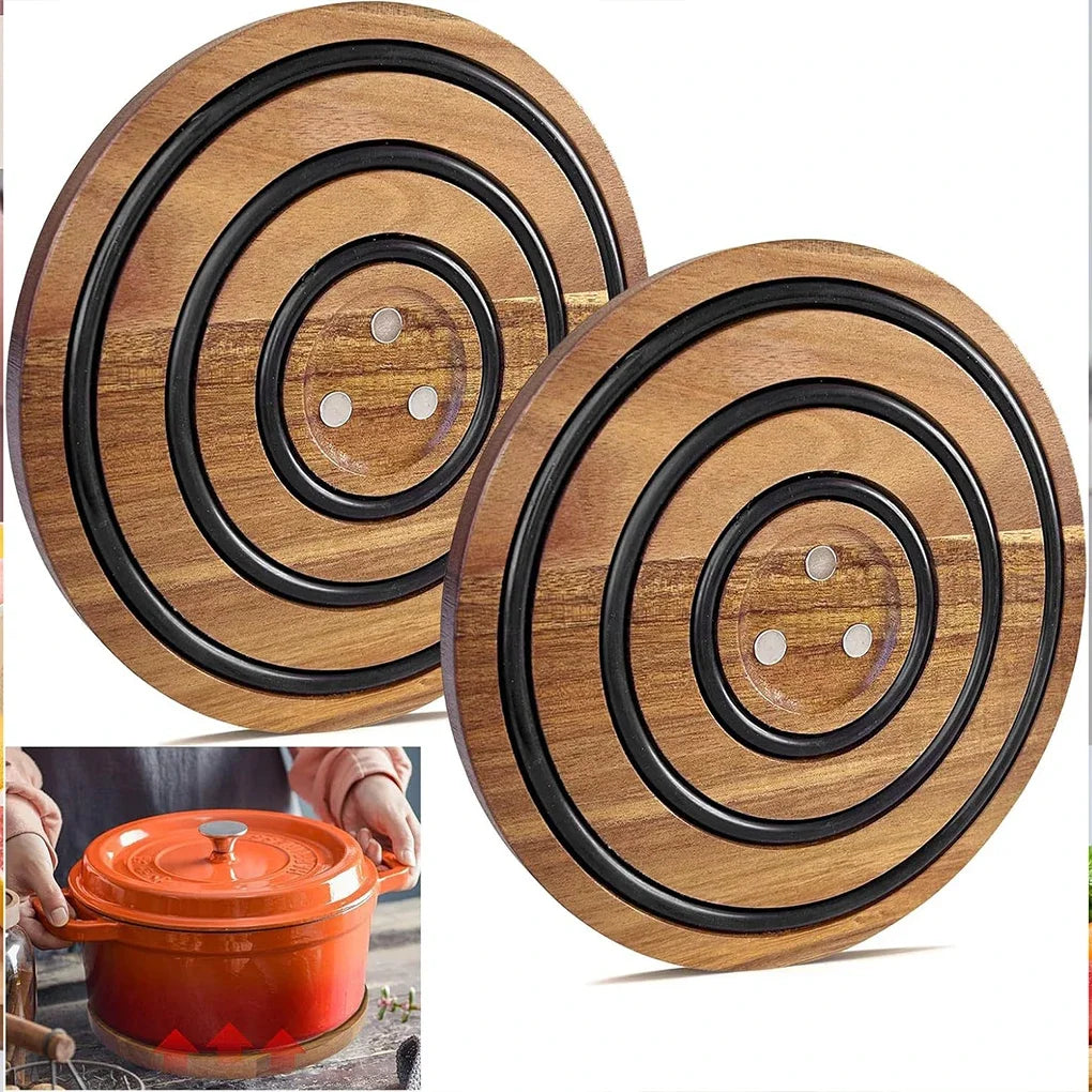 Round Wooden Magnetic Pot Holder