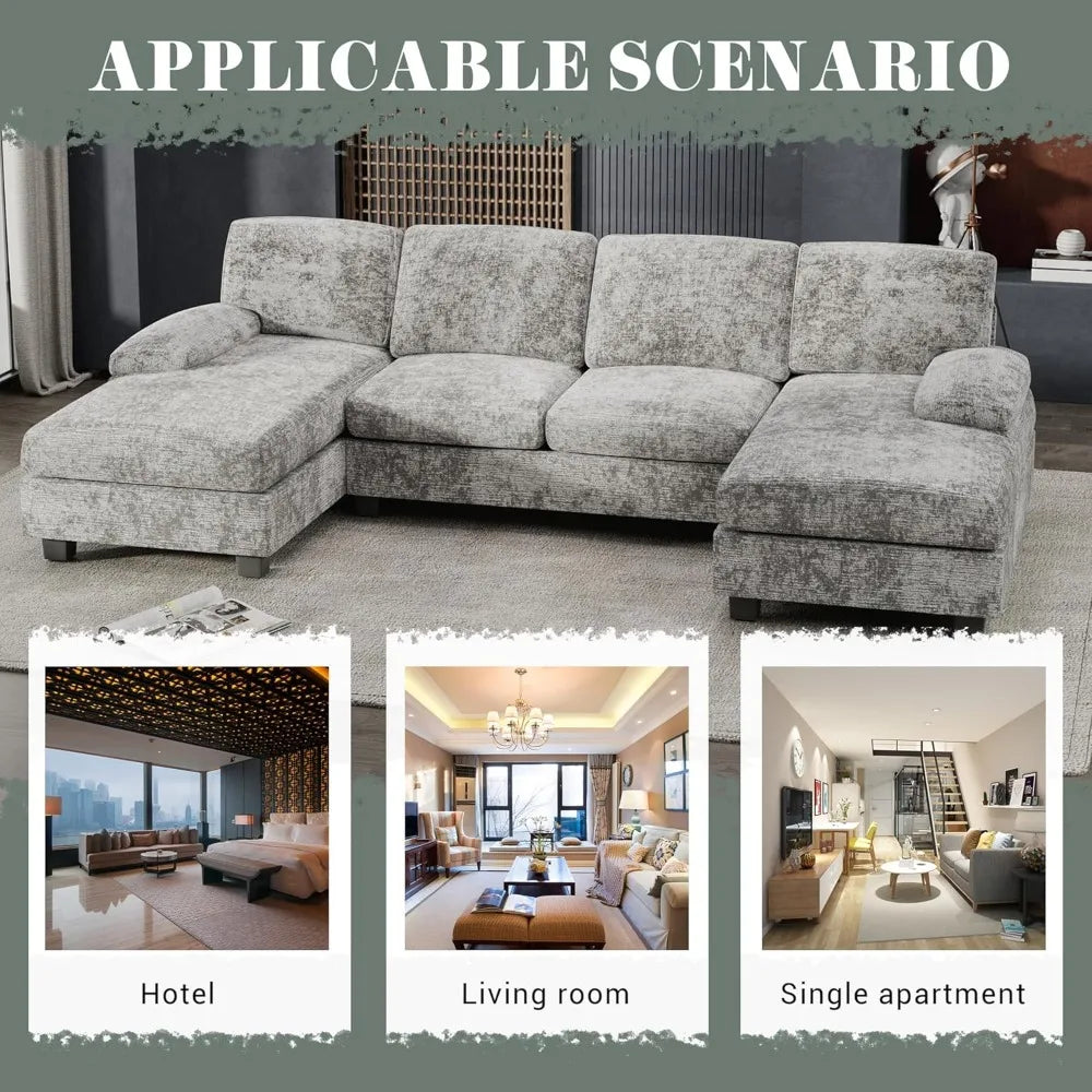 Modern 4-Seat Convertible Sectional Sofa