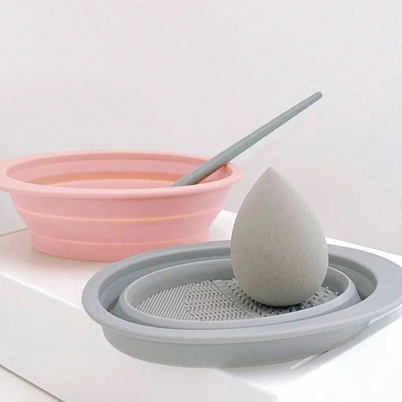 Silicone Makeup Brush Cleaner Bowl Foldable Clean Mat Cosmetic Foundation Eyeshadow Powder Brushes Cleaner Tools Makeup Supplies