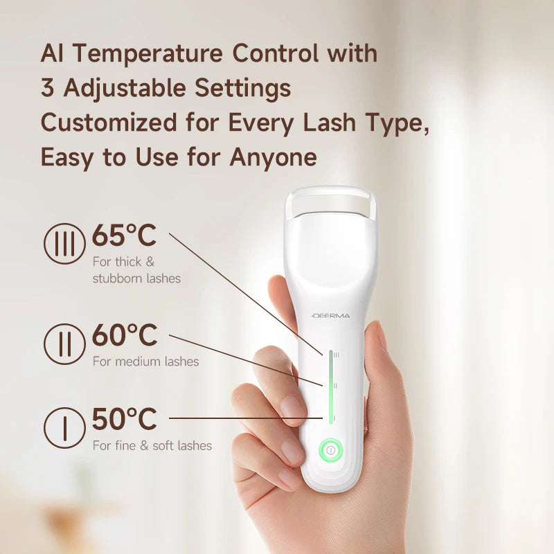 Deerma JM01 Electric Heated Eyelash Curler,3 Temp Level Bionic Lash Curler,3s Quick Heat 12H Long Last Curl Anti-Scald Portable