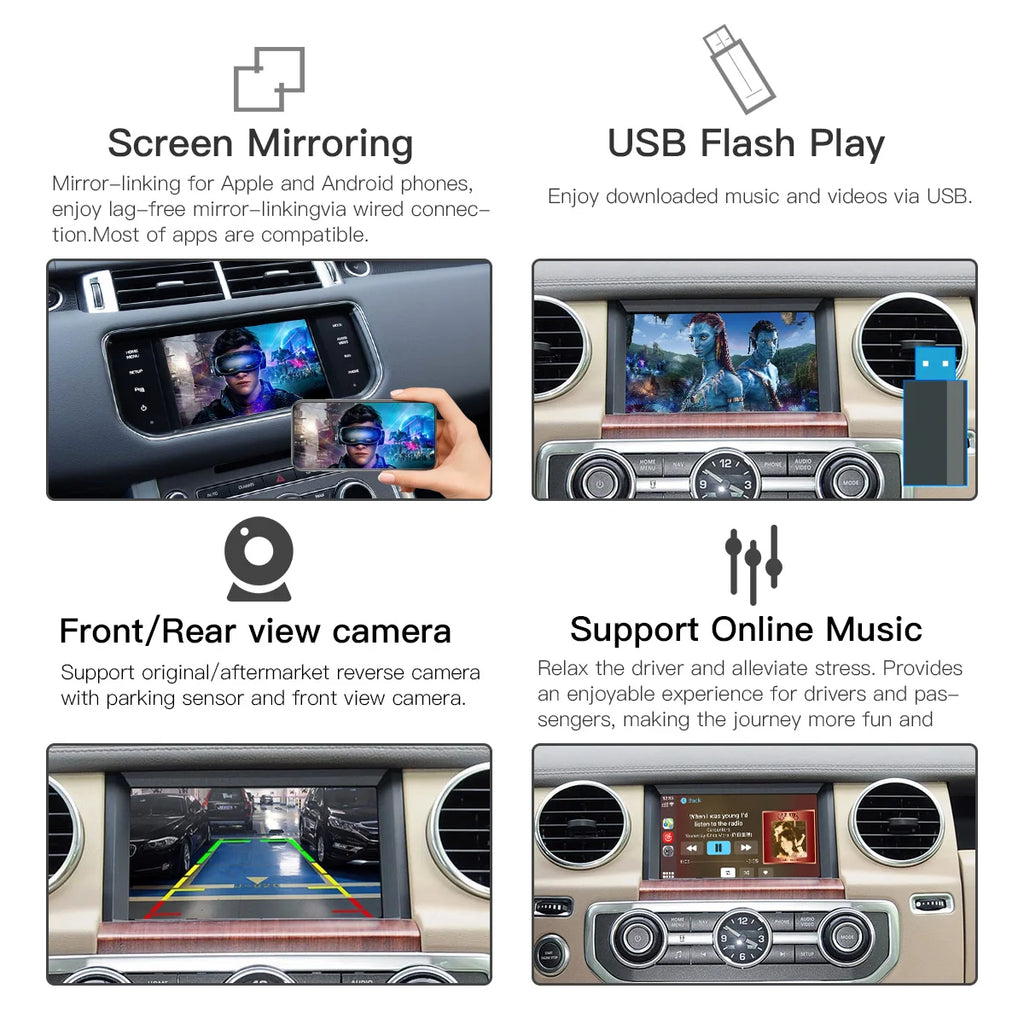 CARABC Wireless carplay Android Auto Fits For Land Rover Jaguar Bosch Discovery4 Evoque Freelander2 XF XJL XE  Mirroring Decorde