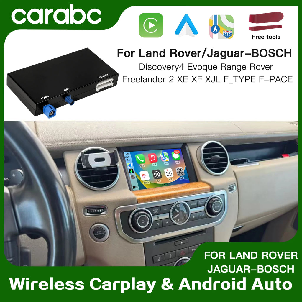 CARABC Wireless carplay Android Auto Fits For Land Rover Jaguar Bosch Discovery4 Evoque Freelander2 XF XJL XE  Mirroring Decorde