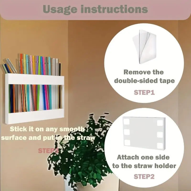 1Pc Straw Holder Cabinet Straw Organizer