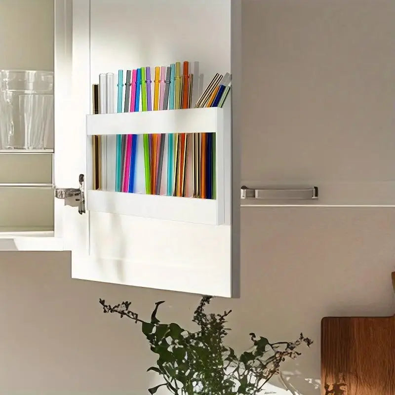 1Pc Straw Holder Cabinet Straw Organizer