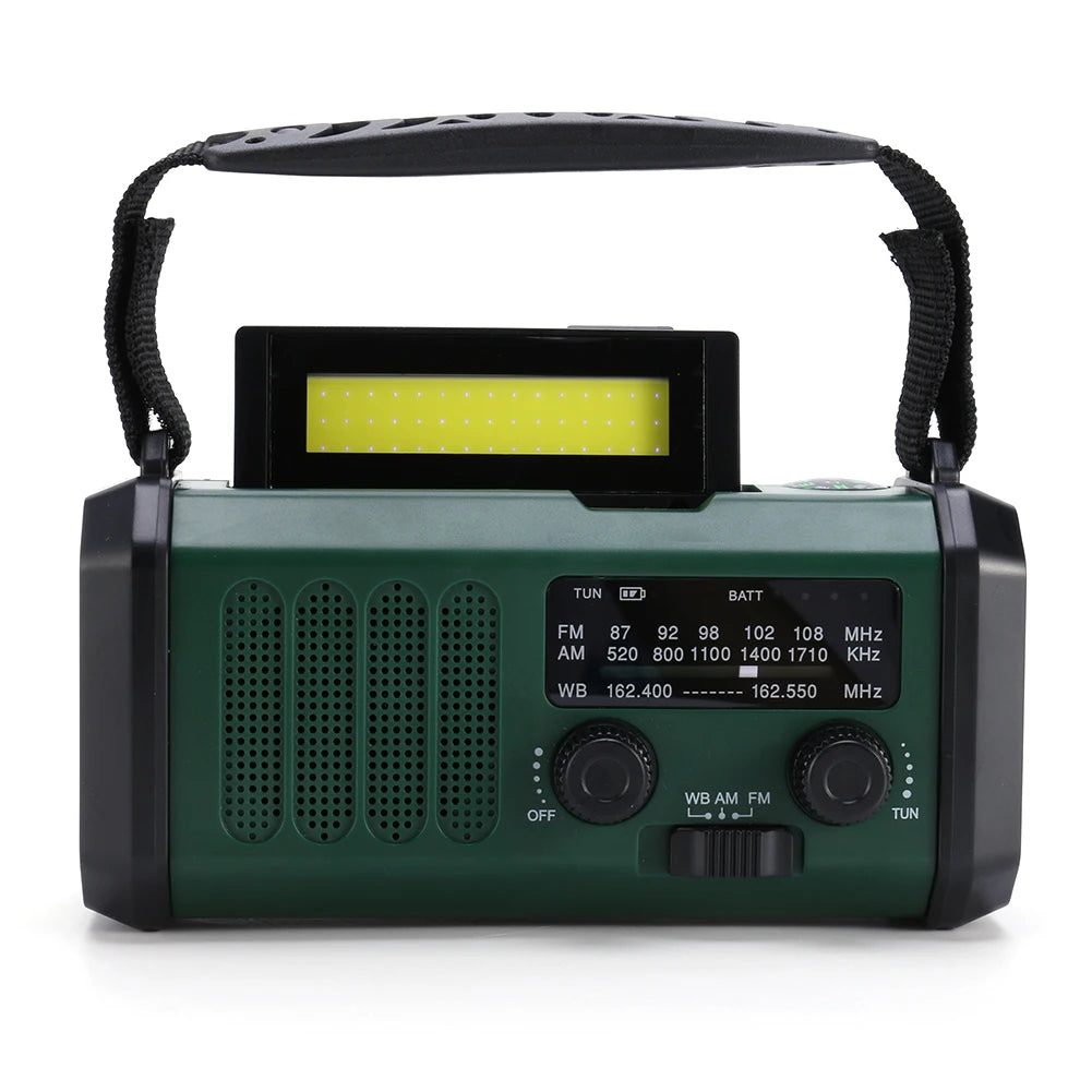 LED Emergency Power Bank AM/FM/WB 10000mAh Hand Crank Radio Flashlight Reading Lamp Emergency Radio Handcrank Solar with Compass