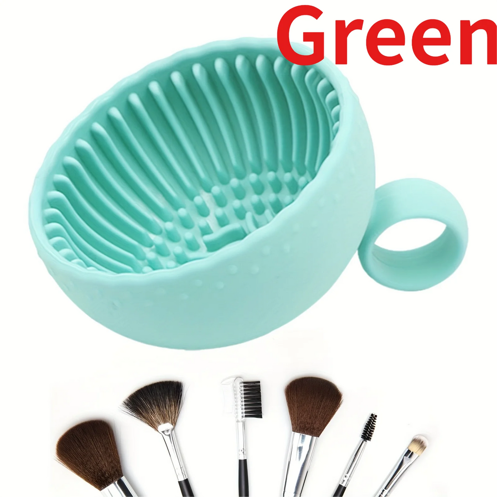 Silicone Makeup Brush Cleaner Bowl,1pcs Unscented Brush Cleaning Mat with Scrubber Pad for Eyebrow, Blush, Facial & Eye Brushes