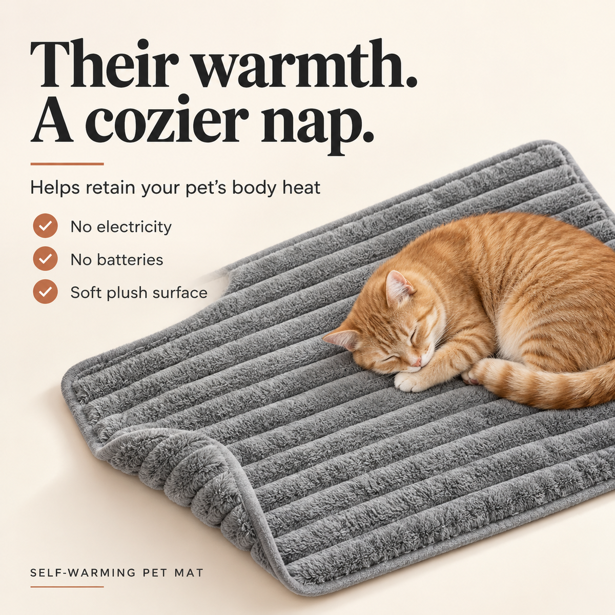 Self-Warming Cat & Dog Pet Mat - Soft Non-Slip Crate Bed