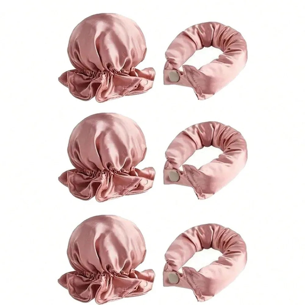 2/4/6Pcs Satin Heatless Hair Curler,Hair Rollers Heatless Curls with Hair Caps,Soft Heatless Curling Rod Headband for Long Hair