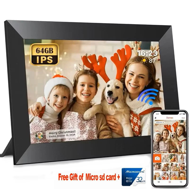 Frameo 10.1 Inch WiFi Digital Photo Frame with Calendar Digital Picture Frame with 1280x800 IPS HD Touch Screen, Good Gift