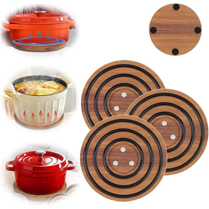 Round Wooden Magnetic Pot Holder