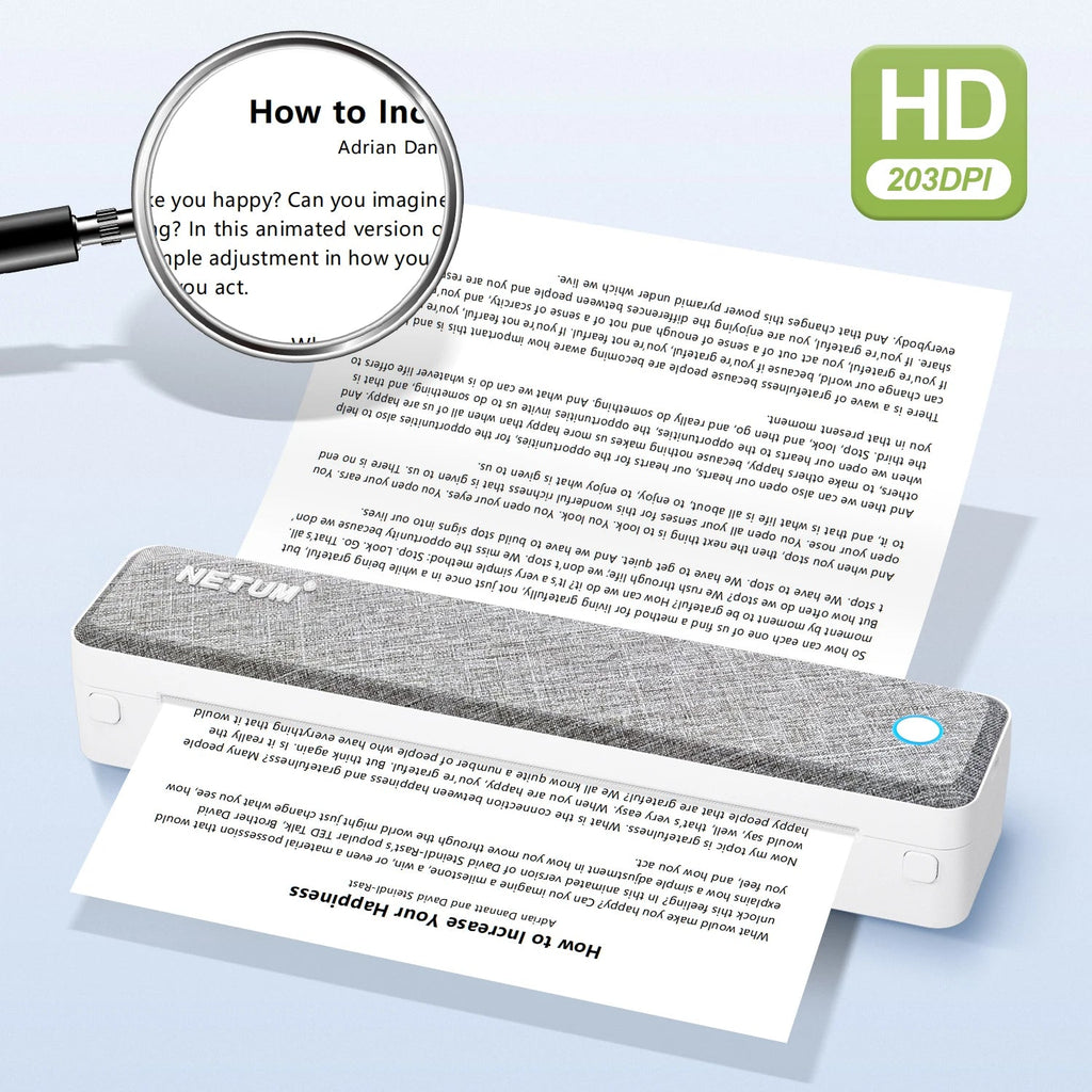 A4 Bluetooth Business Travel Print Anywhere Inkless 203DPI Portable Rechargeable Thermal Printer LT-P10 - Velvet Haven