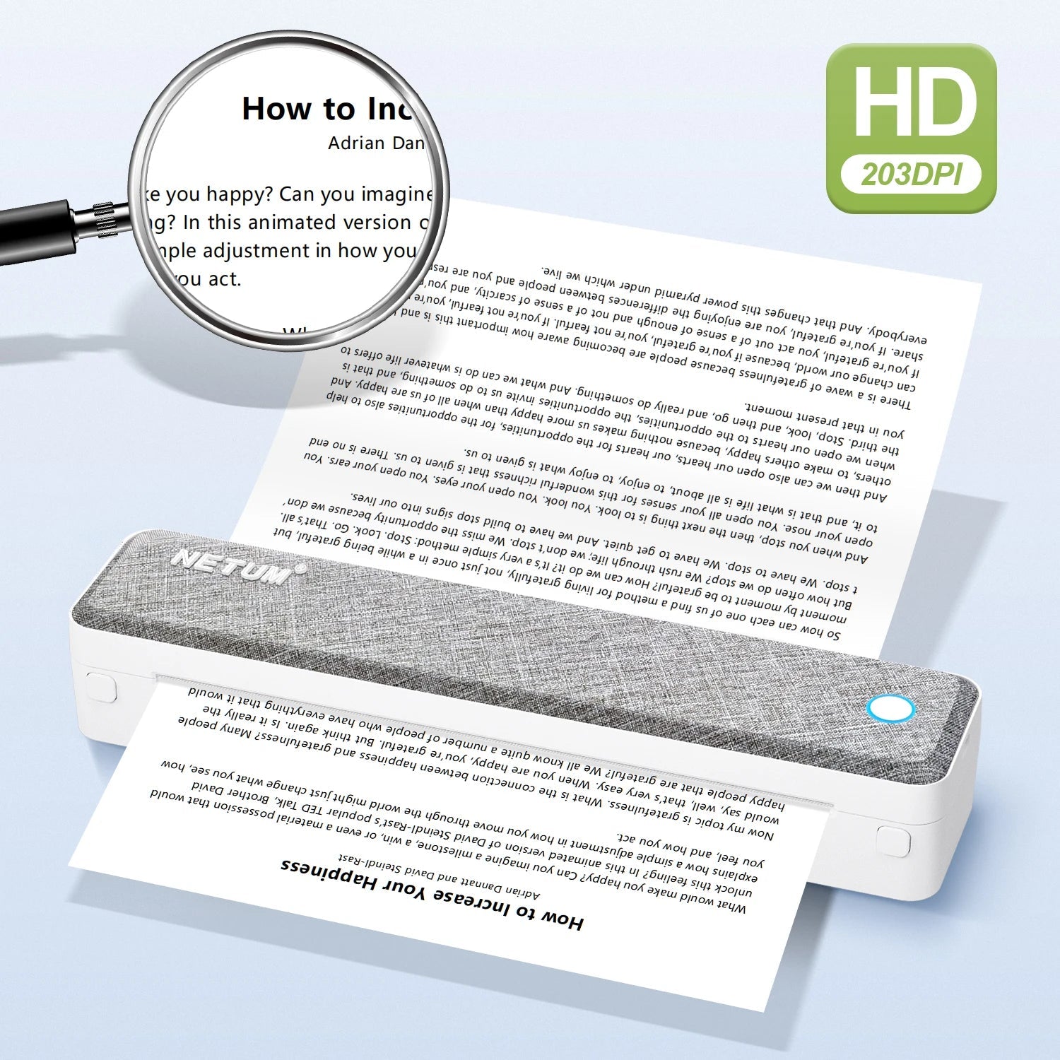 A4 Bluetooth Business Travel Print Anywhere Inkless 203DPI Portable Rechargeable Thermal Printer LT-P10 - Velvet Haven