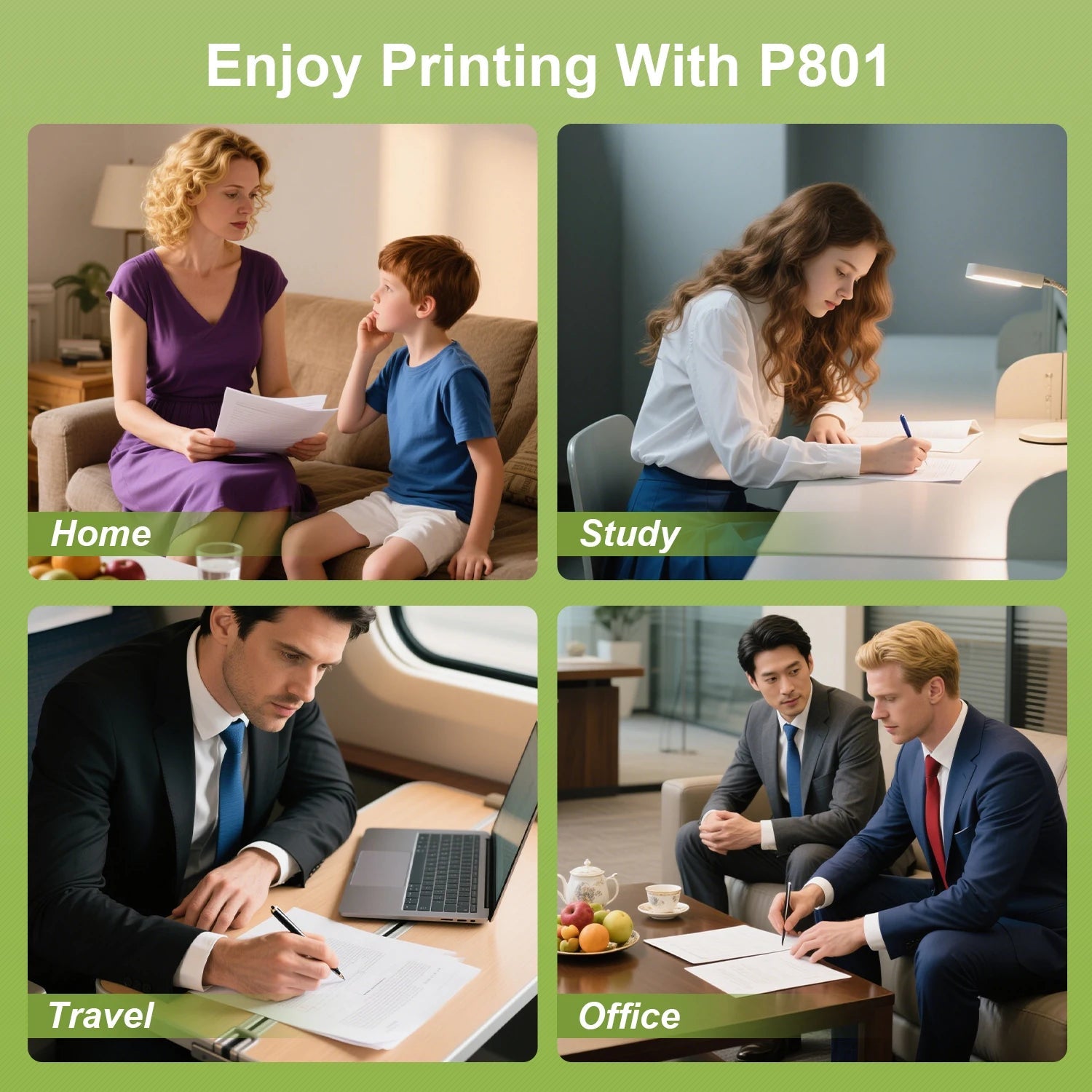 A4 Bluetooth Business Travel Print Anywhere Inkless 203DPI Portable Rechargeable Thermal Printer LT-P10 - Velvet Haven