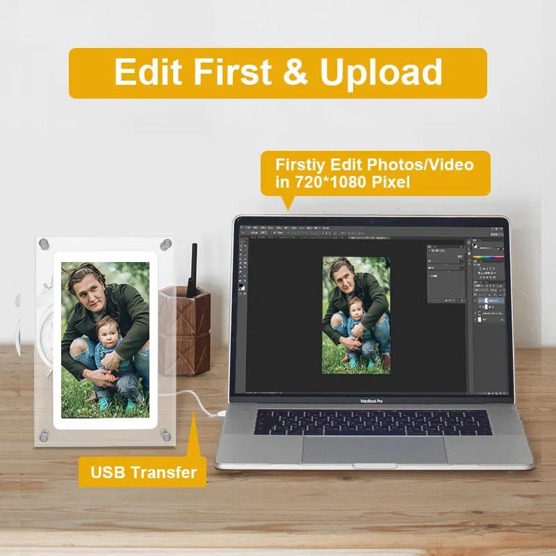 Acrylic Digital Photo Frame 5 Inch 1000mAh IPS Screen 4G Memory Volume Button Speaker Type C Cut Gift for Loved Porta Retrato - Velvet Haven