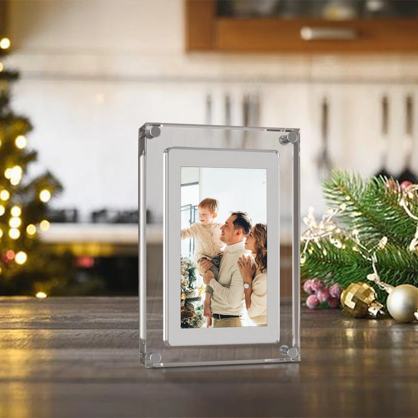 Acrylic Digital Photo Frame 5 Inch 1000mAh IPS Screen 4G Memory Volume Button Speaker Type C Cut Gift for Loved Porta Retrato - Velvet Haven