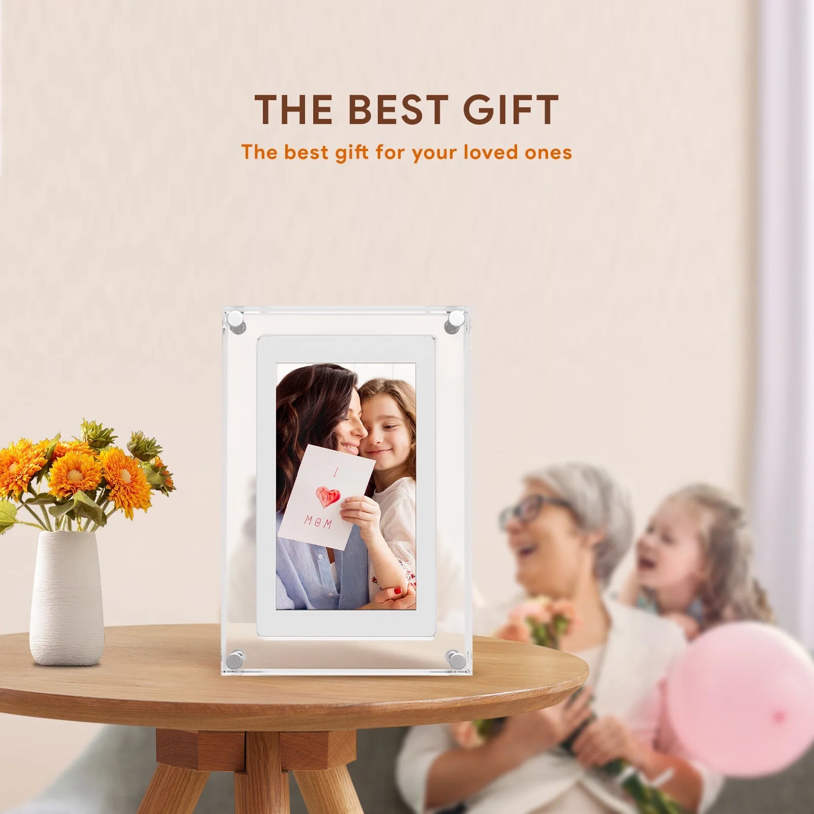 Acrylic Digital Photo Frame 5 Inch 1000mAh IPS Screen 4G Memory Volume Button Speaker Type C Cut Gift for Loved Porta Retrato - Velvet Haven
