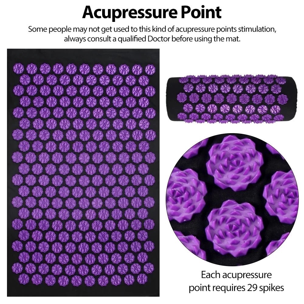 Acupressure Massage Mat & Pillow Set with Spikes for Relaxation and Yoga - Velvet Haven
