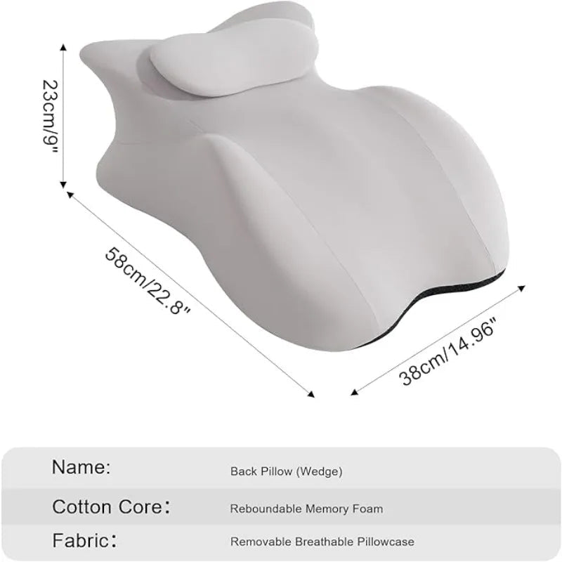 Adjustable Headrest Reading Pillow for Bed Adults - Memory Foam Back Support Wedge for Acid Reflux, Snoring & Legs - Velvet Haven